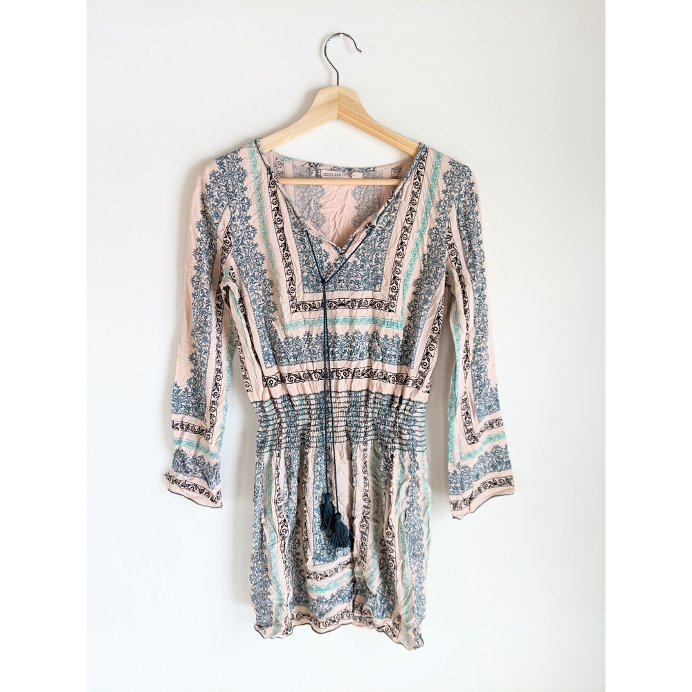 Chelsea & Violet Mini Boho Peasant Tassel Dress